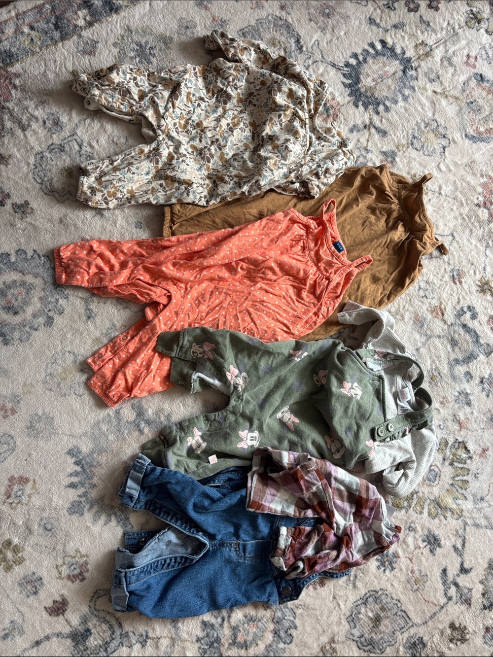 Old Navy Coral, Olive & Mustard Kids Overalls and Rompers